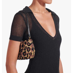 NWT $375 STAUD Beaded Leopard Bean Bag